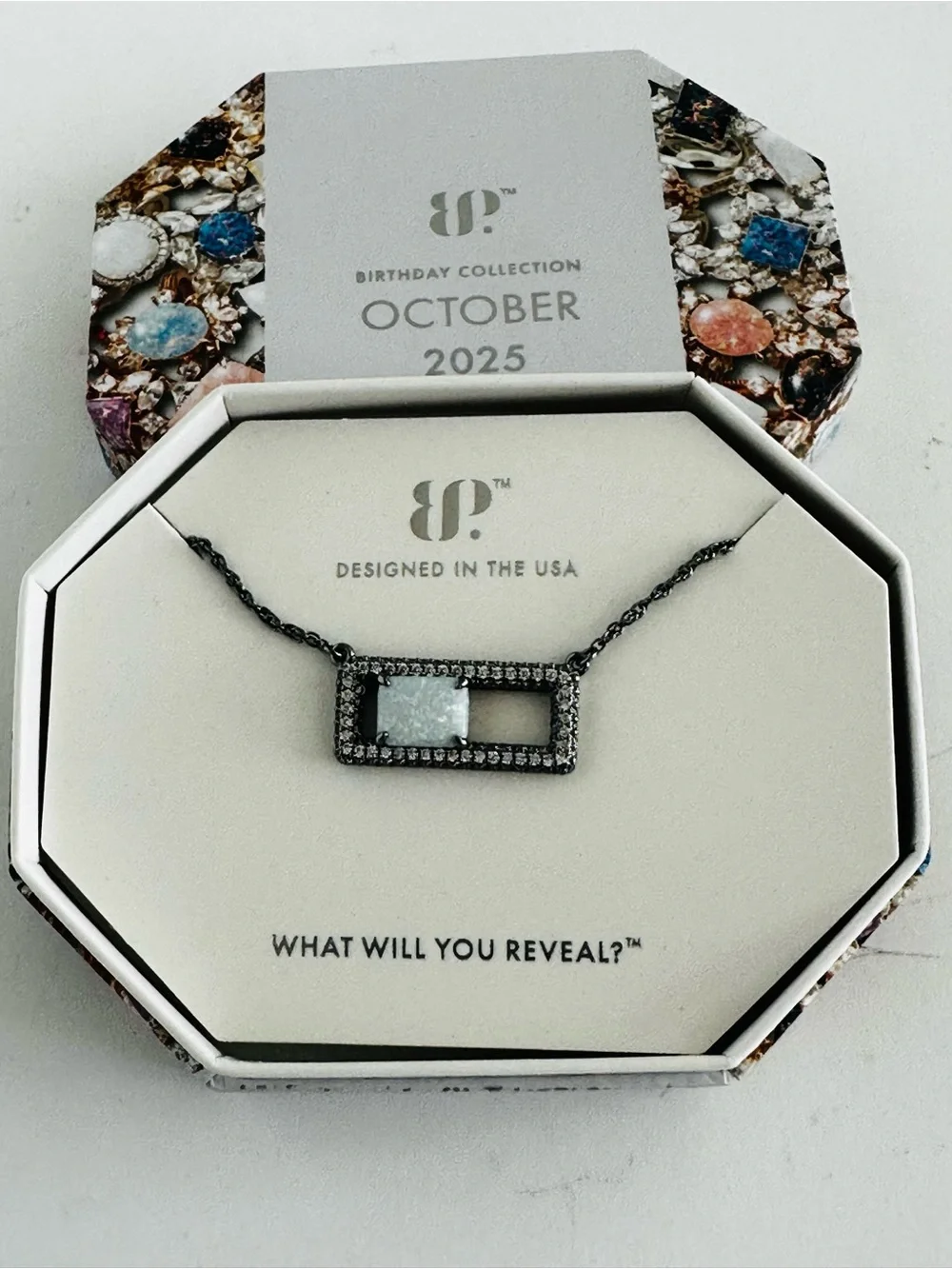 NIB Bomb Party “Your Spark, Remembered” 18”+ 2.5” extender necklace